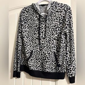 Coco + Carmen Black and Gray Leopard Print Sweater